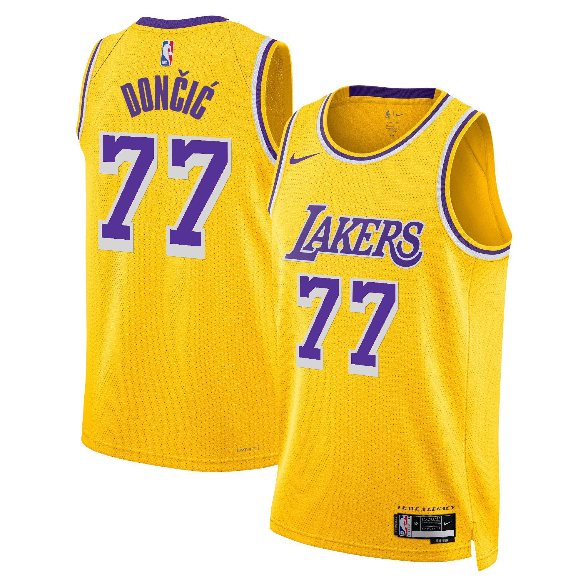 Men Los Angeles Lakers #77 Doncic Yellow 2025 Nike Swingman NBA Jersey